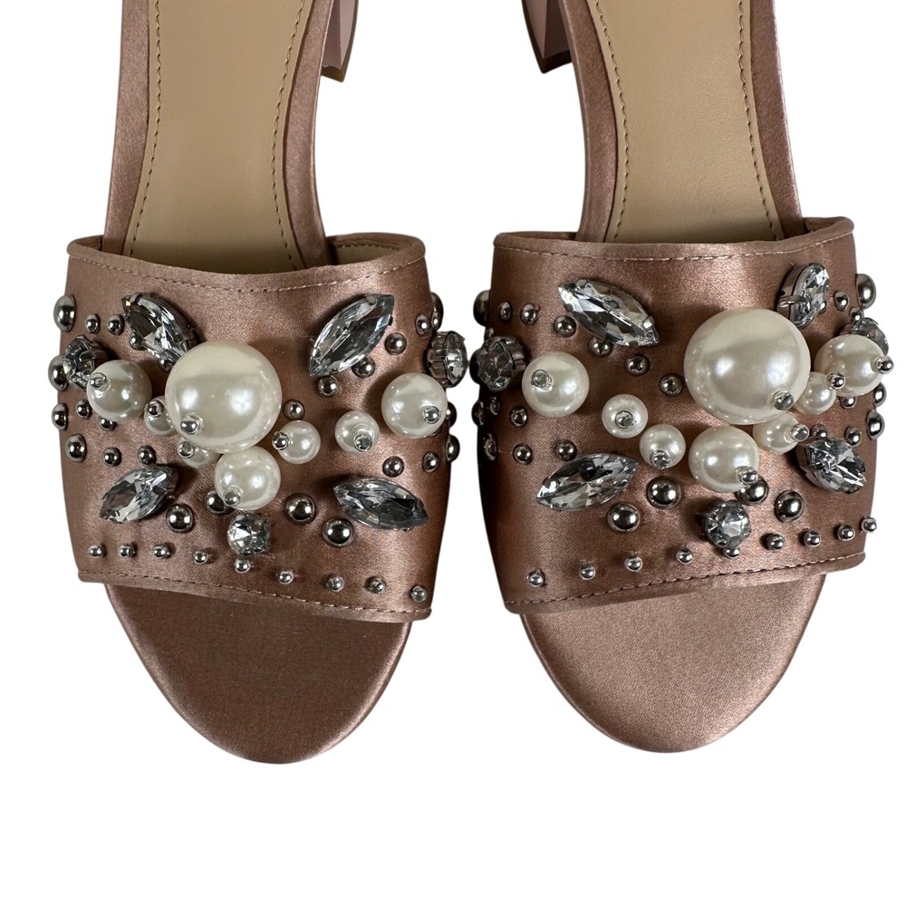 Guess Dancerr Pink Satin Pearl Crystal Mules 6M Womens Y2K McBling Sandals